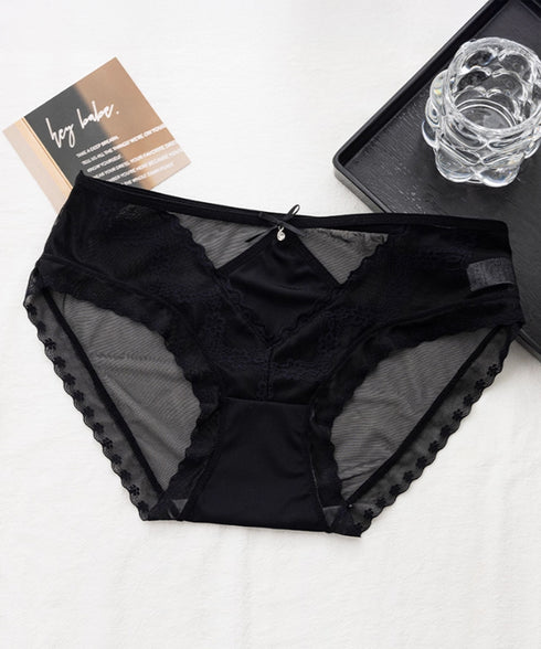 花柄レース ショーツ リボン付き 美尻 可愛い ノーマルショーツ レディース スタンダードショーツ セクシー アンダーウェア インナー肌着 フェミニン 下着快適 88CXH-093